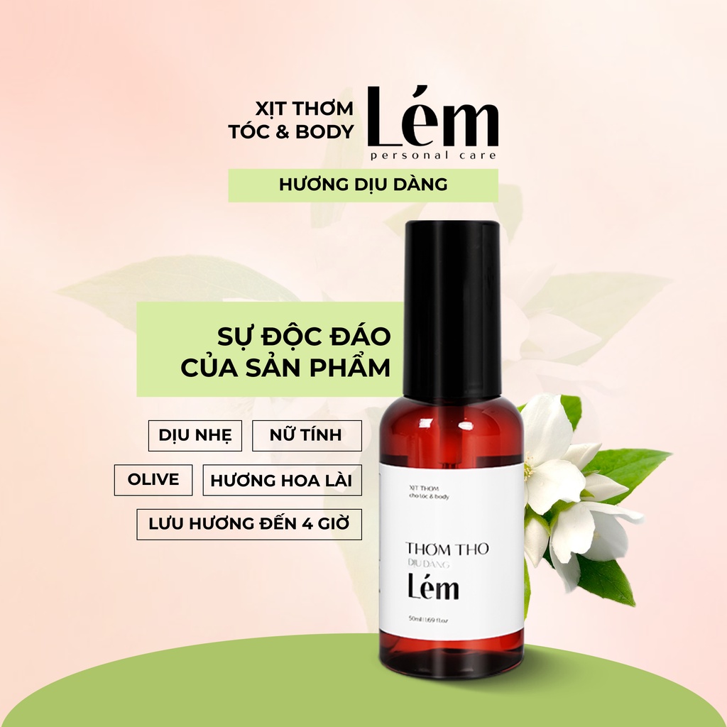 Xịt Thơm cho tóc và body, nước hoa tóc Thơm Tho Dịu Dàng (50ml) - Lém Việt Nam