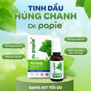 Xịt họng dr.papie dịch chiết húng chanh hỗ trợ giảm ho, tăng sức đề kháng đường hô hấp 30ml