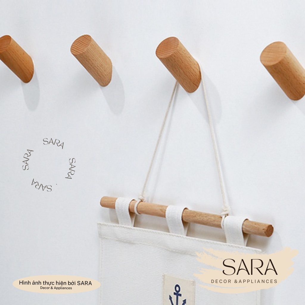 Móc gỗ treo tường đa năng móc treo quần áo túi xách treo tranh