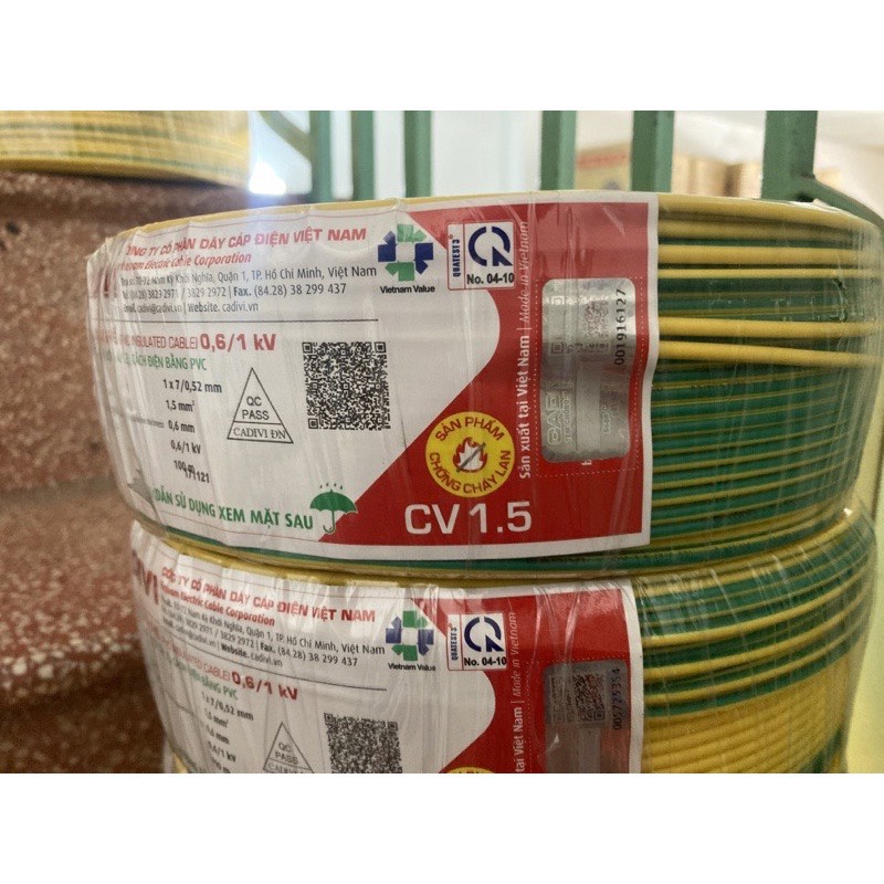 Cadivi dây điện Cadivi 1.5 đơn 7 sợi cv1.5 cuộn 100 mét