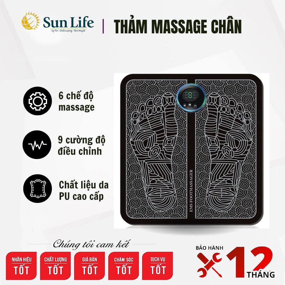 Thảm Massage Bàn Chân EMS - Máy Mát Xa Bàn Chân Thư Giãn Toàn Diện Thiết Kế Gấp, Giảm Đau Mỏi Chân màn Hình Kỹ Thuật Số