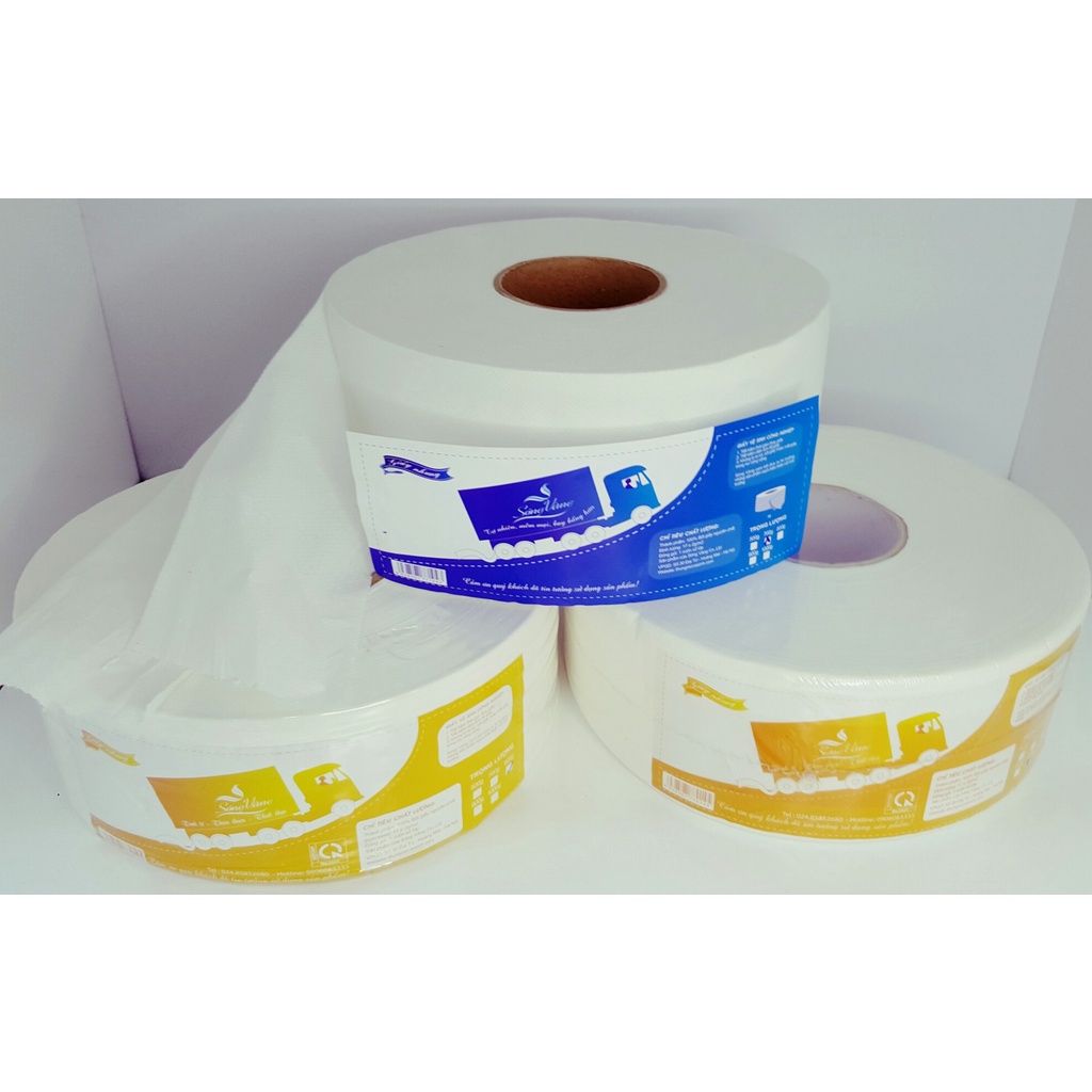 Giấy vệ sinh cuộn to 2 lớp 500g Sóng Vàng (cuộn công nghiệp)