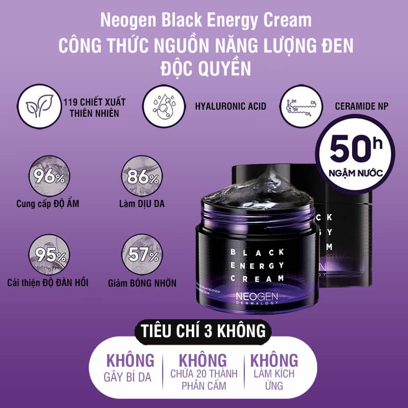 Kem Cấp Nước Nuôi Dưỡng Làn Da Dành Cho Da Dầu Và Da Nhạy Cảm Neogen Dermalogy Black Energy Cream 80ml