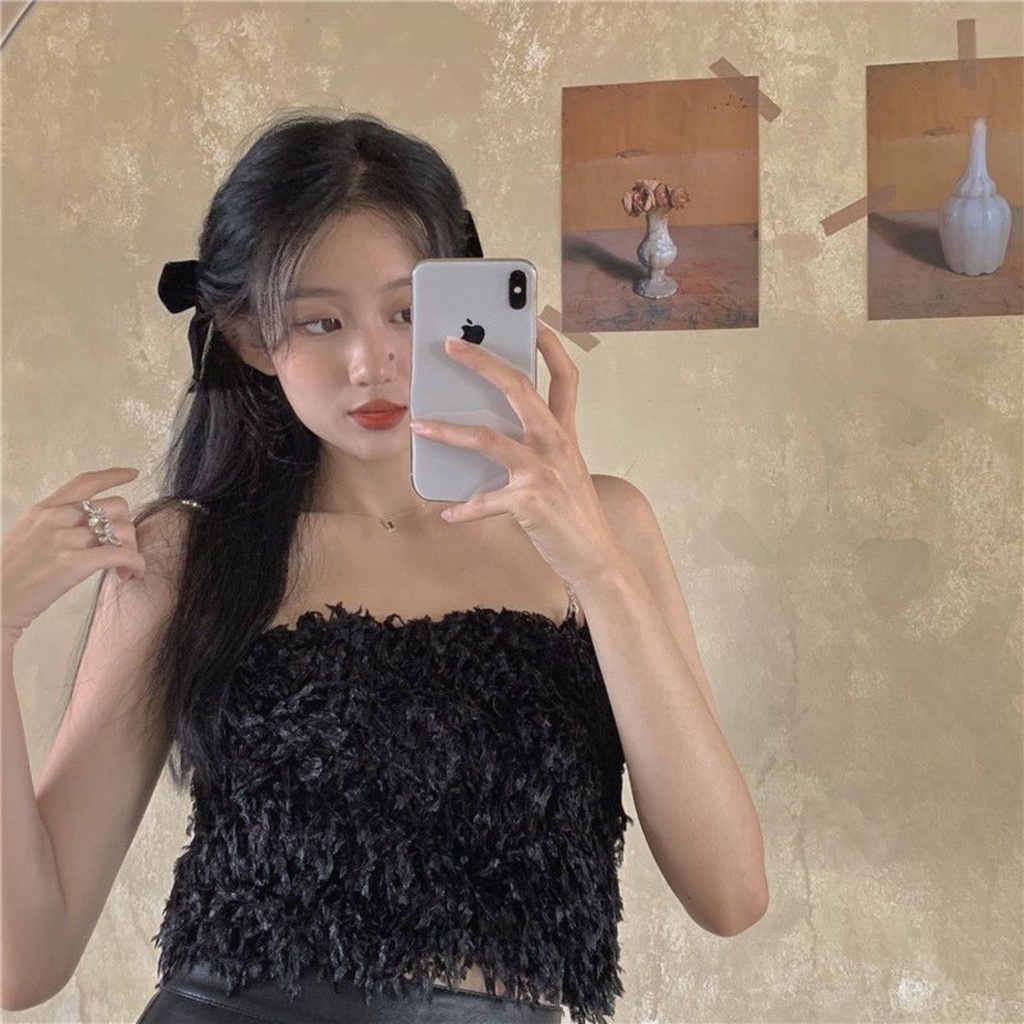 Áo bra ống tua rua - Áo croptop không dây sang trọng xinh xắn mịn màn thông thoáng Cavera B1440