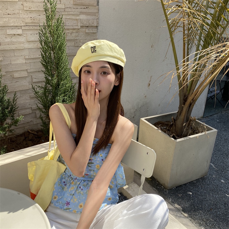 Mộc®Mũ beret gió thêu chữ mềm mại nữ tính dễ thương phong cách Hàn