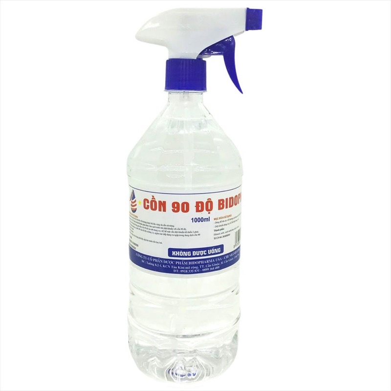Cồn 90 độ 1000ml có vòi xịt bidopharma