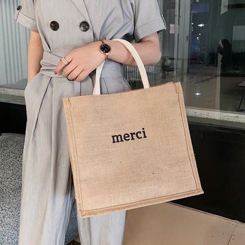 Túi cói thời trang Merci - túi cói đi biển giỏ xách nữ thời trang