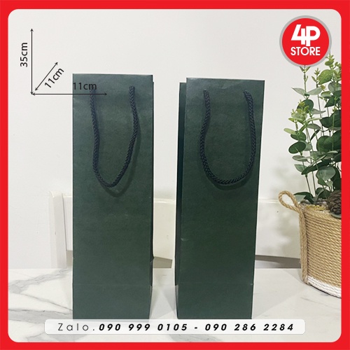 01 TÚI KRAFT 11x35x11CM - QUAI VẢI - TÚI ĐỨNG, DÀI