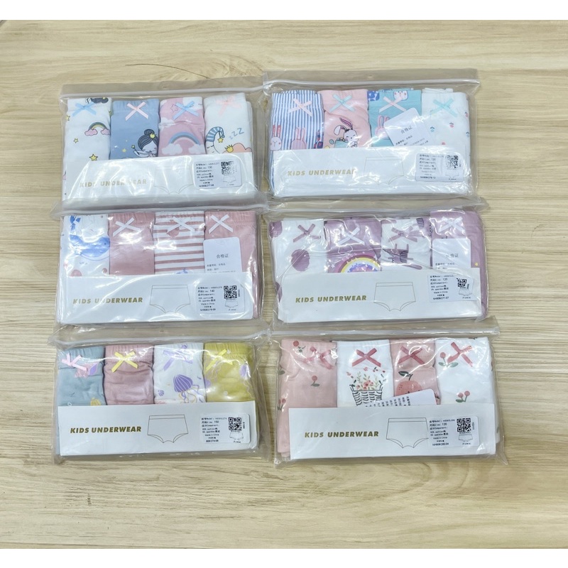 Set 4 quần chip đùi bé gái 100-150