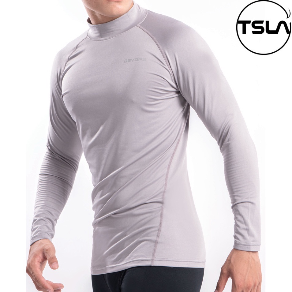Áo giữ nhiệt nam DEVOPS LÓT LÔNG cổ lọ thể thao tập gym trụ form ôm dành cho đá bóng rổ mùa đông TSLA DEL1006