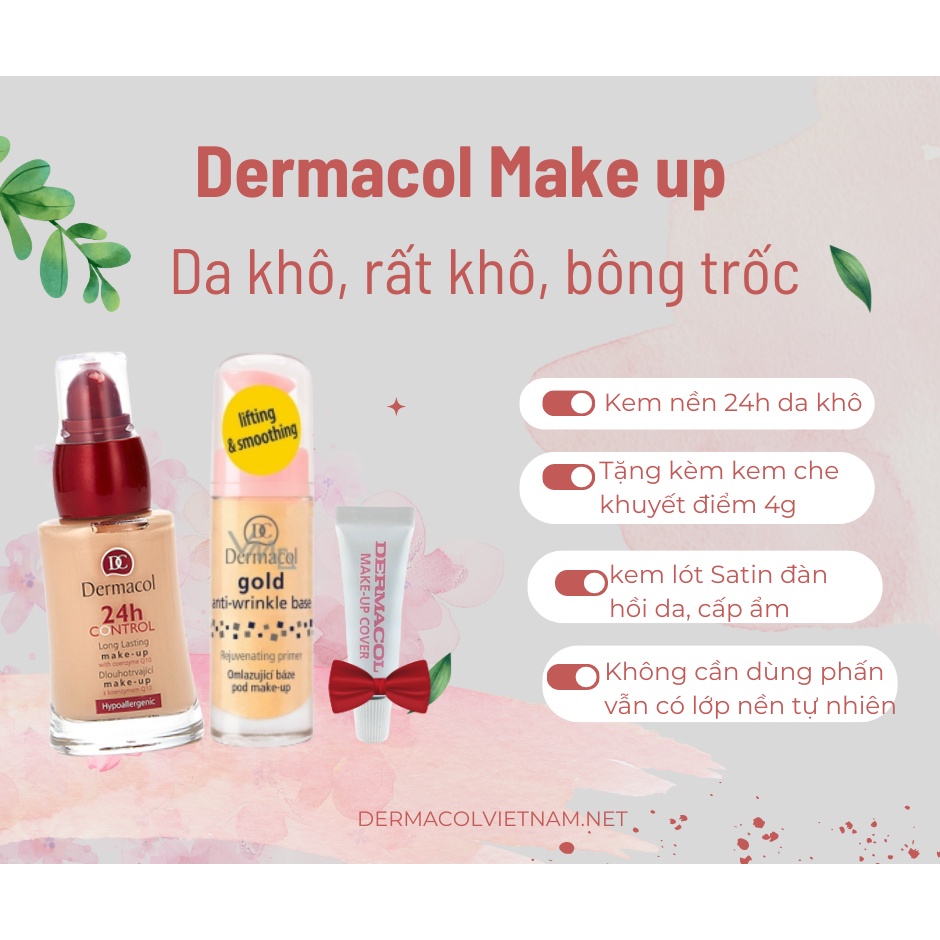 Kem Nền Dermacol 24h Control Make-up da khô, hỗn hợp [Mua 1 tặng kem che khuyết điểm Dermacol kèm theo]