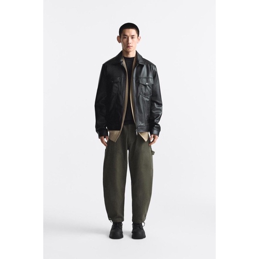 Order áo khoác auth tuồn ZARA của nam Áo khoác giả da có hai túi nắp trước