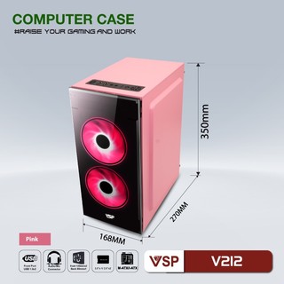 Vỏ Case VSP V212 PINK (SẴN 2 FAN LED)