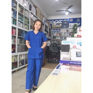 Bộ quần áo phòng mổ, phẩu thuật màu xanh