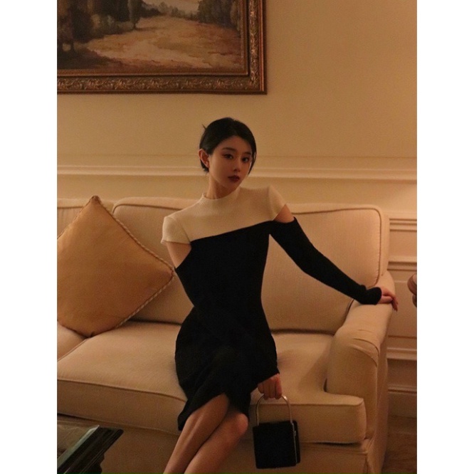 (Fom: <55kg) Body Phối Khoét Tay Một Chiếc Đầm Basic Nhưng Lại Cách Điệu Phối Màu Cực Xinh JL57 | BigBuy360 - bigbuy360.vn