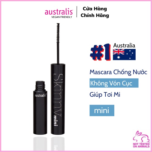 Mascara Đầu Siêu Mảnh Australis Làm Tơi Mi, Đều Mi Skinny Mini Mascara 3g