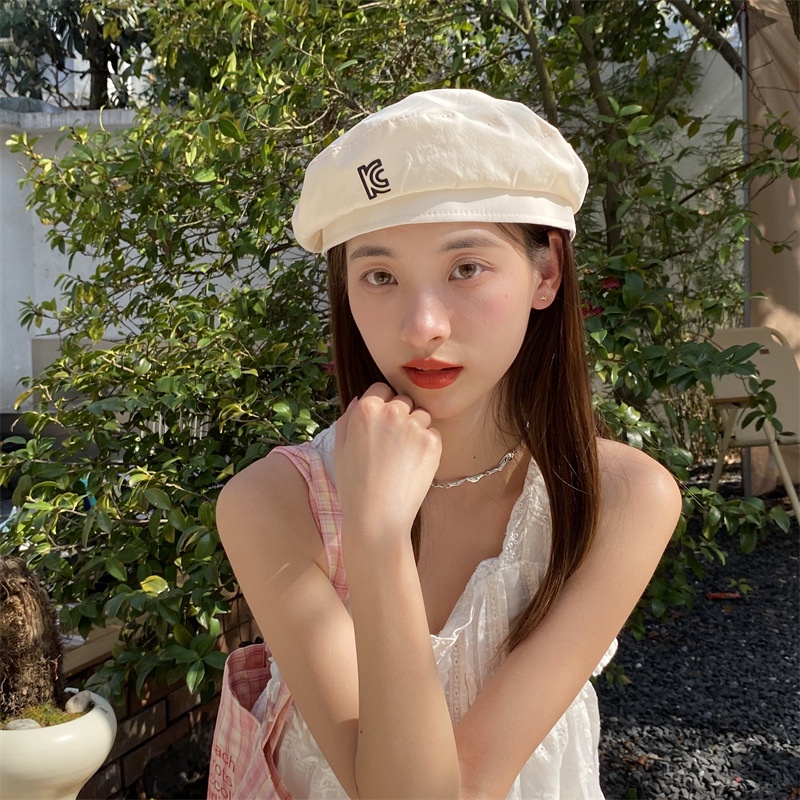 Mộc®Mũ beret gió thêu chữ mềm mại nữ tính dễ thương phong cách Hàn