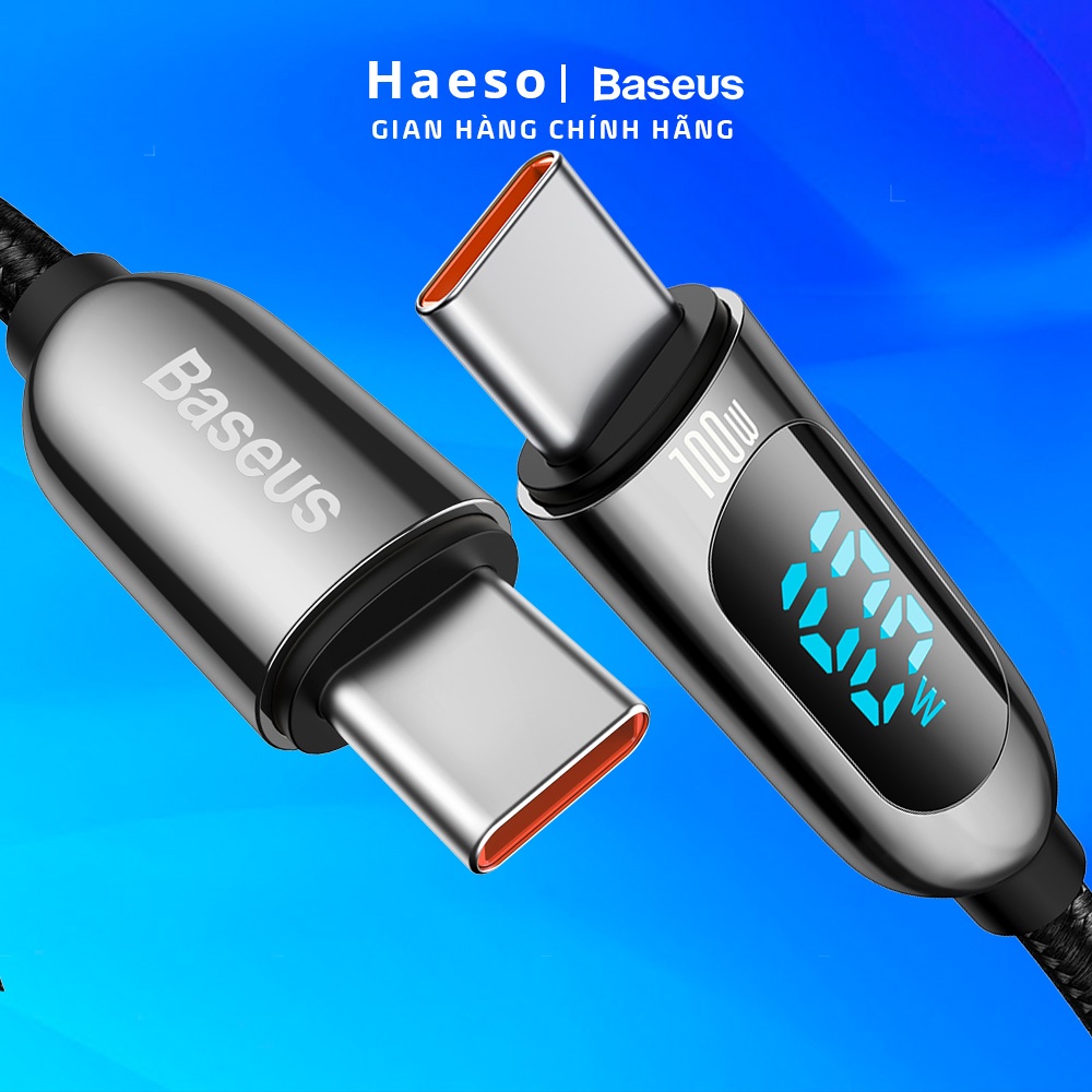 Dây cáp sạc nhanh type-c Haeso Baseus DS03 pd 100w có led hiển thị công suất sạc điều tiết dòng sạc thông minh