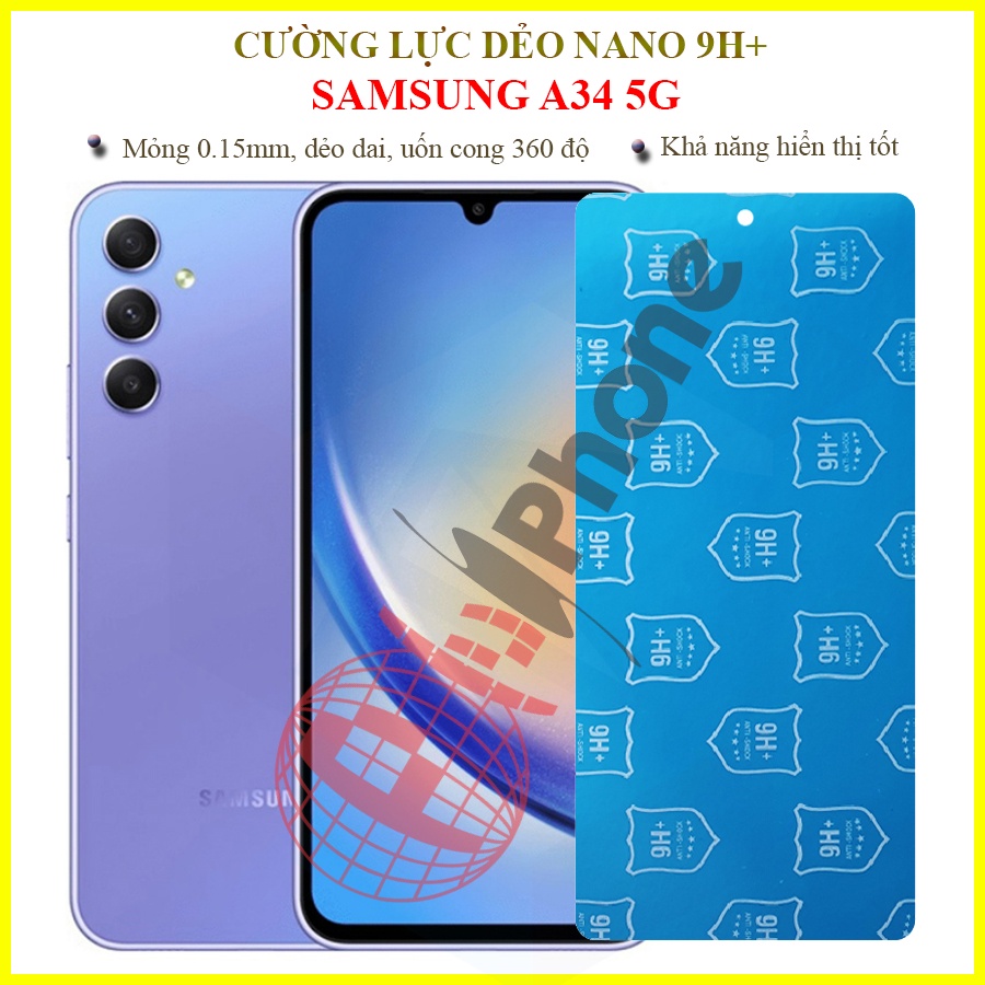Dán cường lực dẻo nano mặt trước, sau cho Samsung Galaxy A34 5G