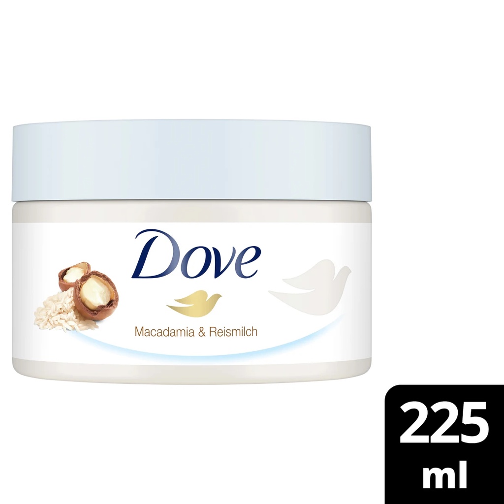 Tẩy Da Chết DOVE, Tẩy Da Chết Body Giúp Da Sáng Mịn Hàng Nội Địa Đức Chính Hãng Hũ 225ml