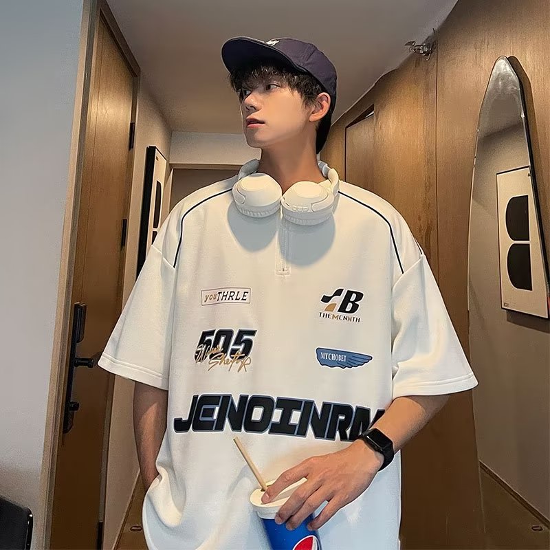 Áo Thun Tay Ngắn Dáng Rộng Phong Cách Hip Hop Đường Phố Mỹ Thời Trang Mùa Hè Mới Cho Nam