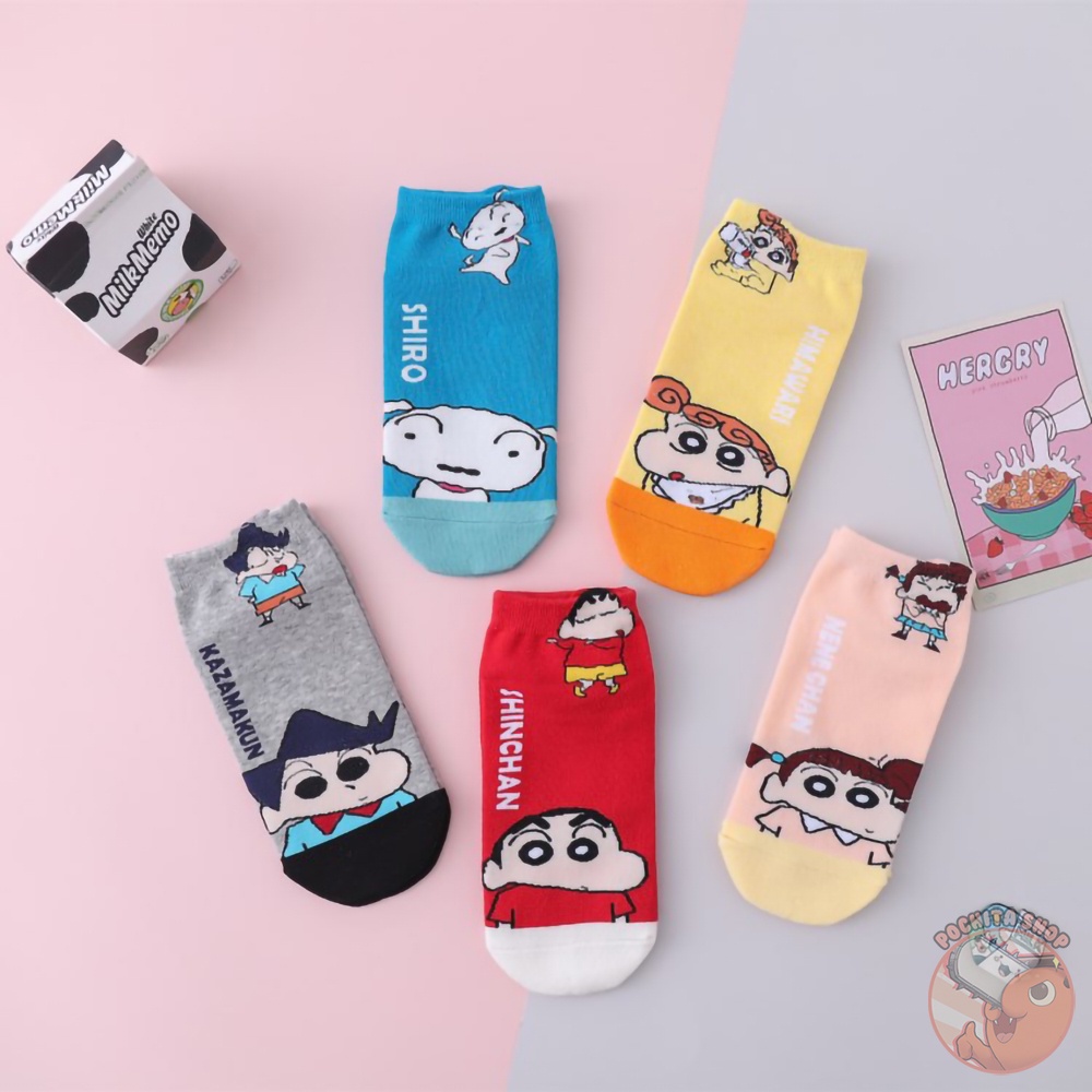 Tất Cổ Ngắn In Hình Shin Cậu Bé Bút Chì Cute Đáng Yêu, Vớ Cotton Unisex Thoáng Khí Mùa Hè Cho Nam Nữ Pochita Shop