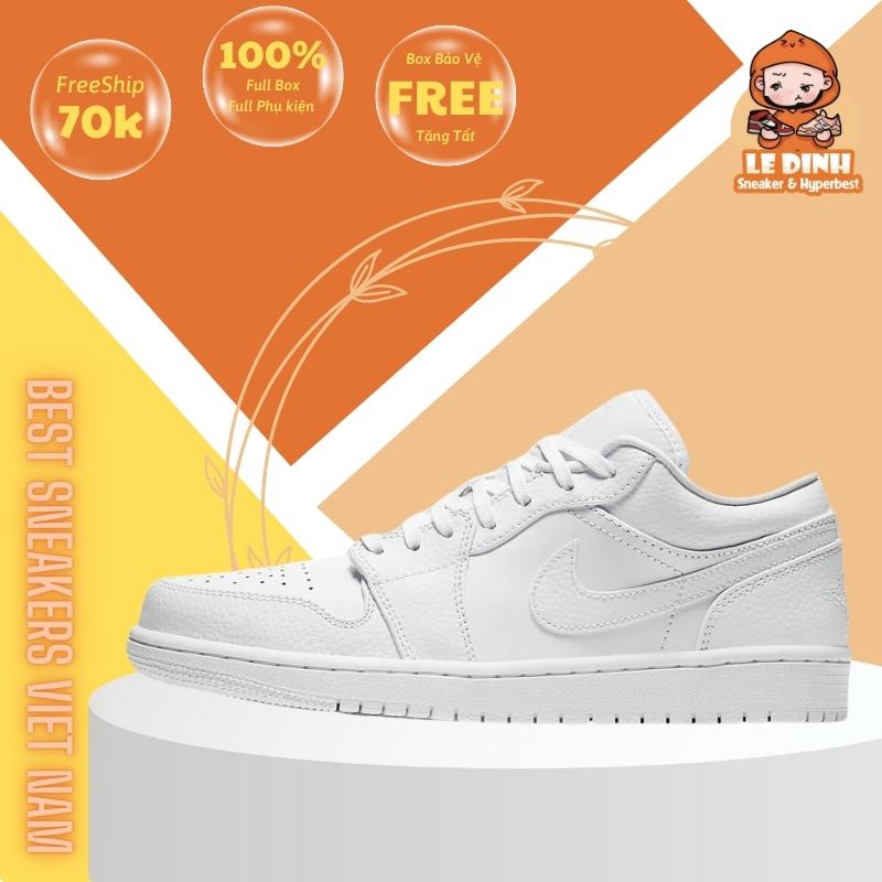Giày Thể Thao Nike_Air Jordan 1 Low All White, Giày Sneaker JD1 Full Trắng Cổ Thấp