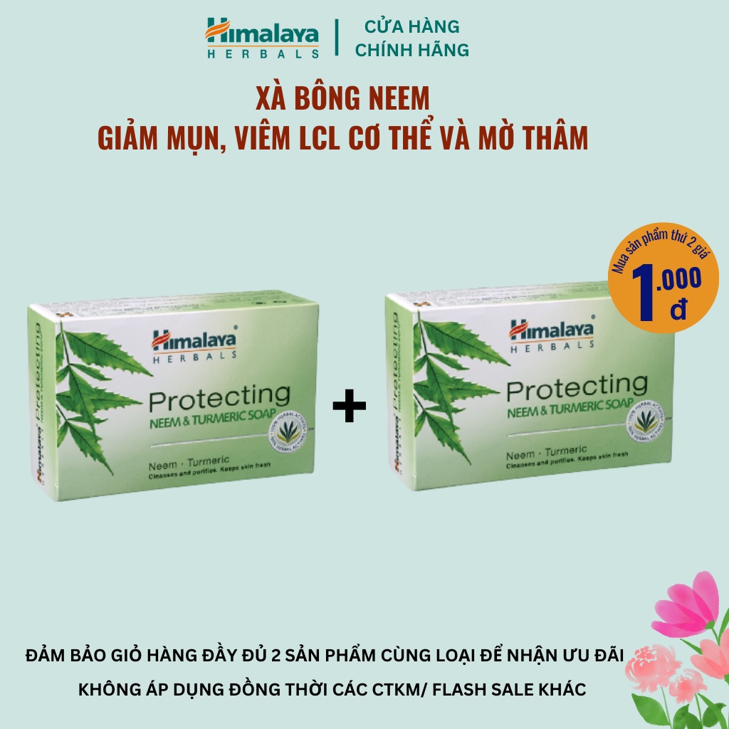 Xà phòng giảm mụn cơ thể từ lá neem Himalaya Neem Turmeric Soap 75g