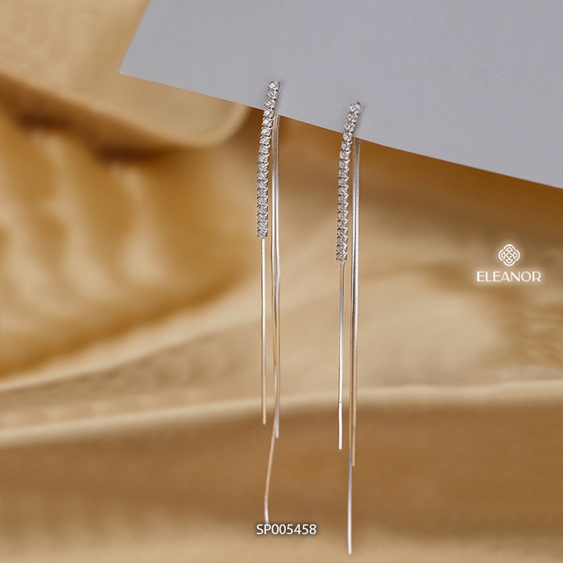 Bông tai nữ chuôi bạc 925 Eleanor Accessories thiết kế tua rua đính đá phụ kiện trang sức 5458