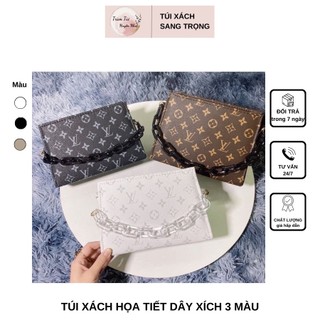 Túi Xách Nữ Vuông 3 Màu Họa Tiết Kèm Dây Xích Sang Trọng - Ví Nữ Đeo Chéo Họa Tiết Hình Hộp Đẹp (Hàng Loại 1)