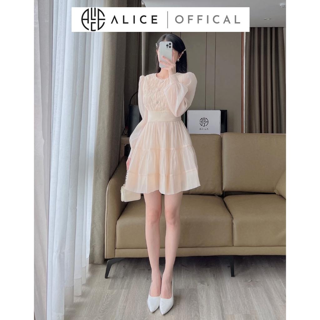 Váy Tơ Tiểu Thư Cổ Xếp Ly Cách Điệu Tay Dài Dáng Xoè ALICE Chất Liệu Cao Cấp Mềm Mại Phong Cách Nữ Tính Sang Chảnh V908