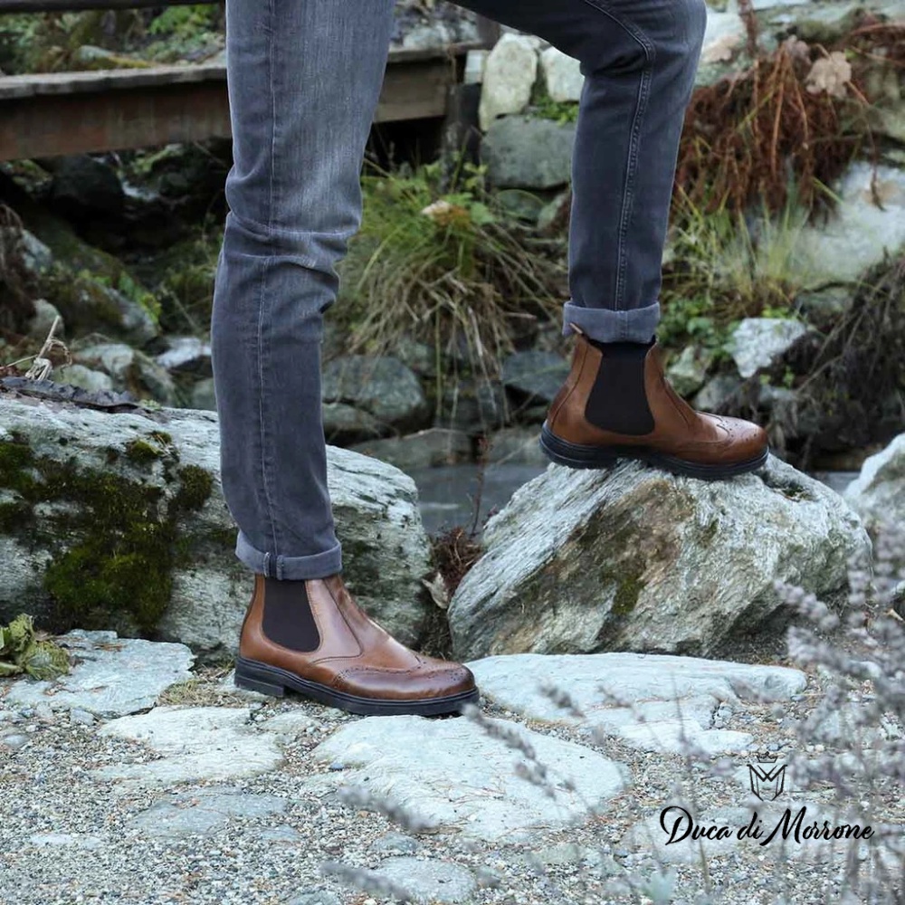 Giày Chelsea Boots Nam Da Trơn DUCA DI MORRONE Cao Cấp Đàn Hồi-Sản xuất và nhập khẩu CHÍNH HÃNG từ Ý_GIONA-PELLE
