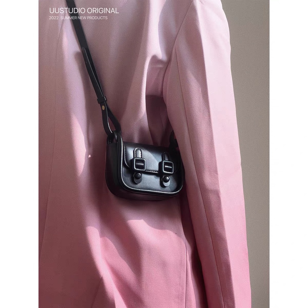 Túi đeo chéo nữ mini niche 2 nút dáng vuông màu pastel