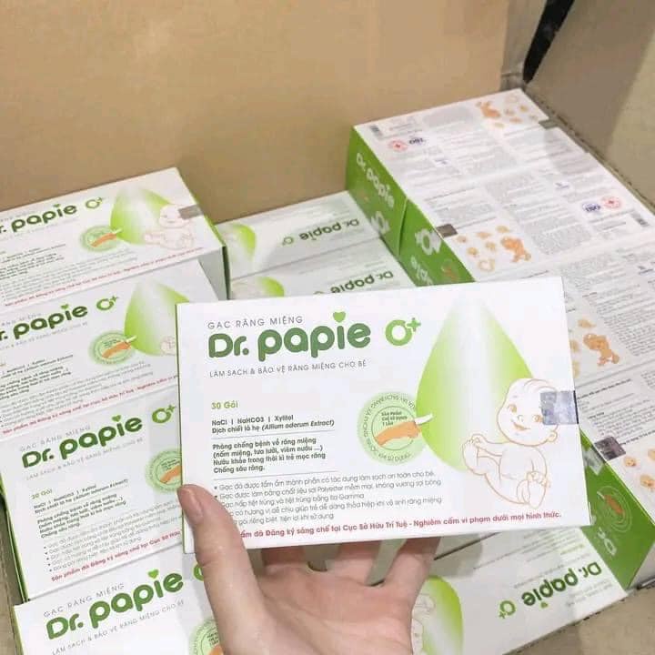 Gạc Rơ Lưỡi Dr Papie vệ sinh răng miệng cho bé - Hộp 30 gói