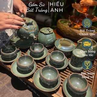Bộ ấm chén uống trà 400ml, bộ ấm chén gốm sứ bát tràng - bộ thưởng trà đẹp, sang trọng