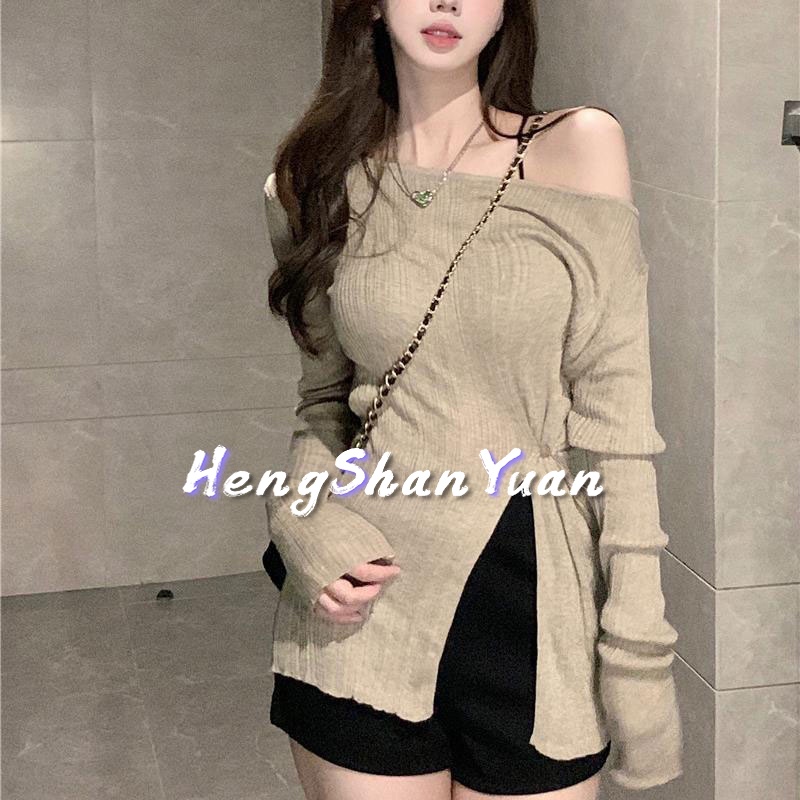Áo Len Cardigan Tay Dài Hở Vai Dáng Ôm Thời Trang Dành Cho Nữ
