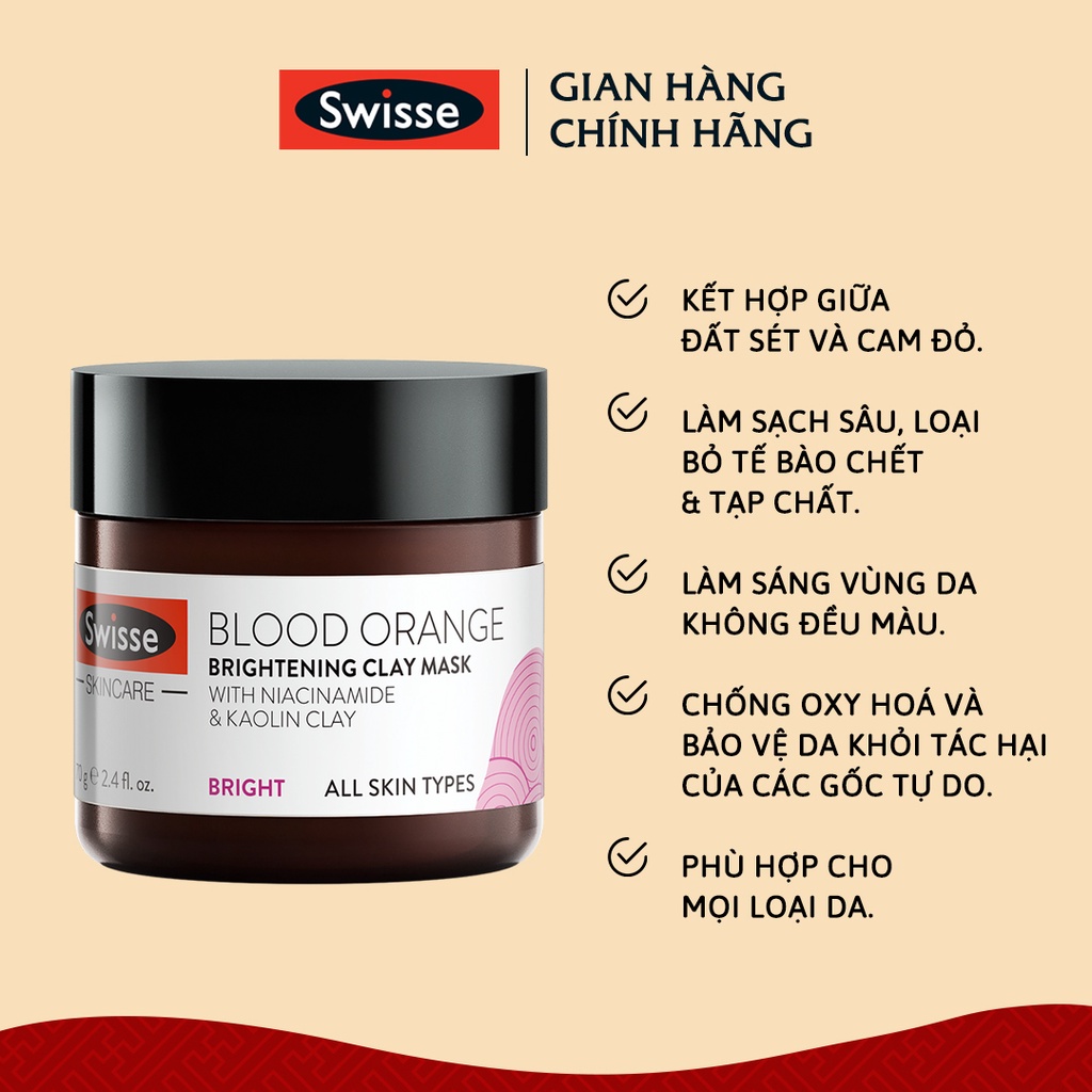 [Quà tặng] Mặt Nạ Đất Sét Cao Lanh Swisse Skincare Blood Orange Clay Mask 70g