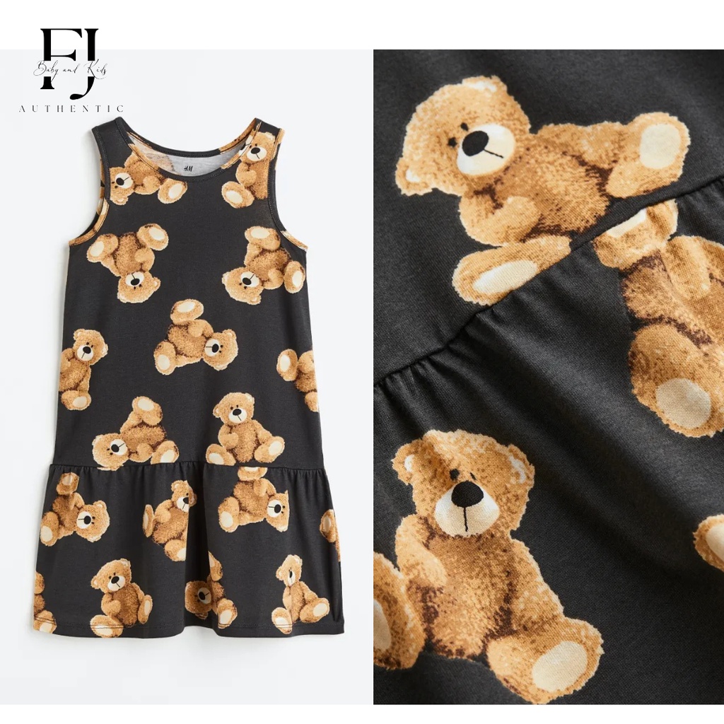 Váy bé gái HM, đầm sát nách cotton mùa hè siêu mát cho bé 1-10 tuổi Authentic