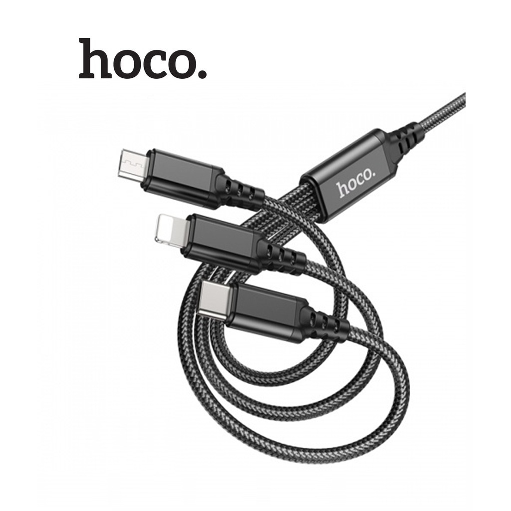 Cáp sạc Hoco X76 sạc nhanh 2A dây dù 3 đầu siêu bền dài 1M cho Smartphone