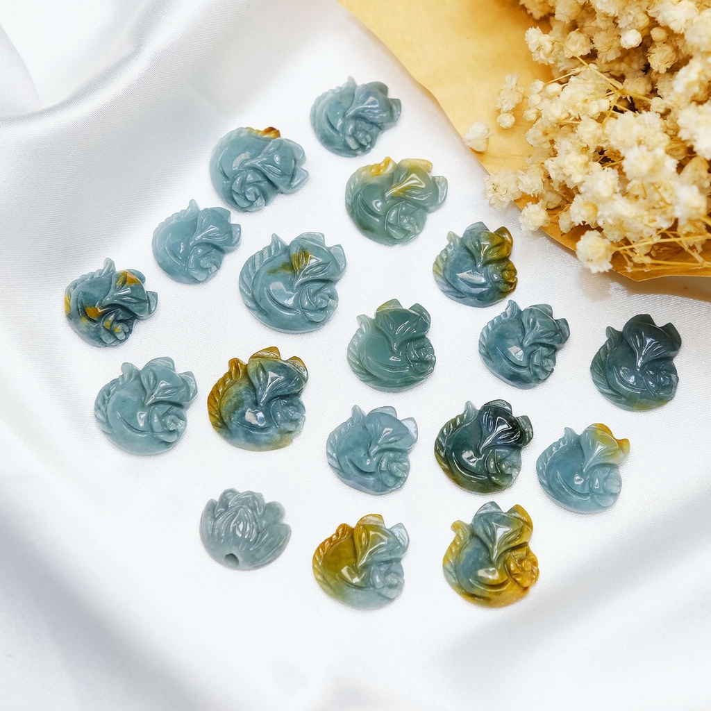 Hồ ly Lam Ngọc chuẩn A làm mặt dây, xỏ vòng tay UPCARA không bao gồm móc bac925