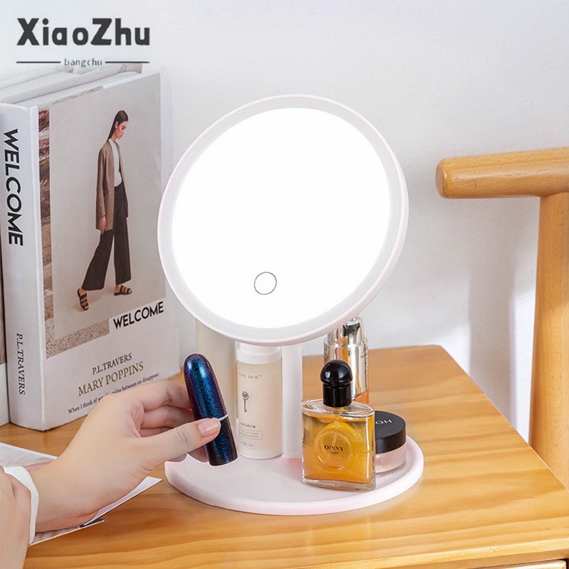xiaozhubangchu Gương Trang Điểm Cảm Ứng Có Đèn LED Chất Lượng Cao