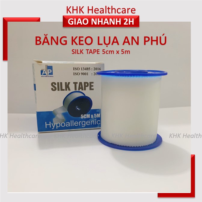 Băng keo lụa An Phú  Silk Tape 5cmx5m cố định vết thương băng gạc sơ cấp cứu sản xuất tại Việt Nam