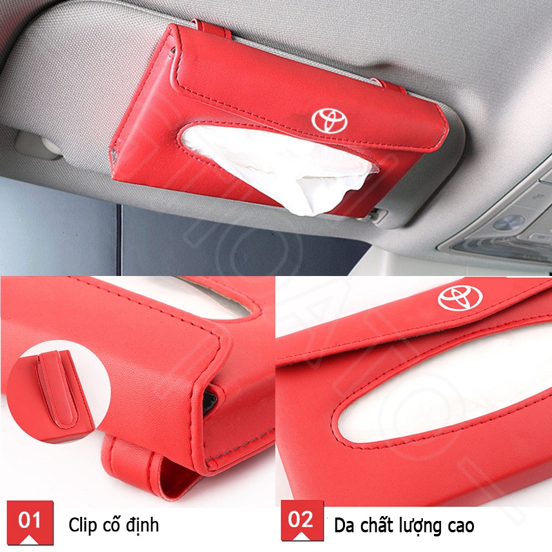 GTIOATO Tấm Che Nắng Ô Tô Hộp Đựng Khăn Giấy Ô Tô Da HộP ĐựNg GiấY TrêN Xe Ô Tô HộP ĐựNg GiấY ĂN TrêN Ô Tô HộP ĐựNg Đồ TrêN Ô Tô Phụ Kiện Xe Hơi Cho Toyota CHR Raize Corolla Cross Rush Fortuner Yaris Innova Vios Prius C Wigo