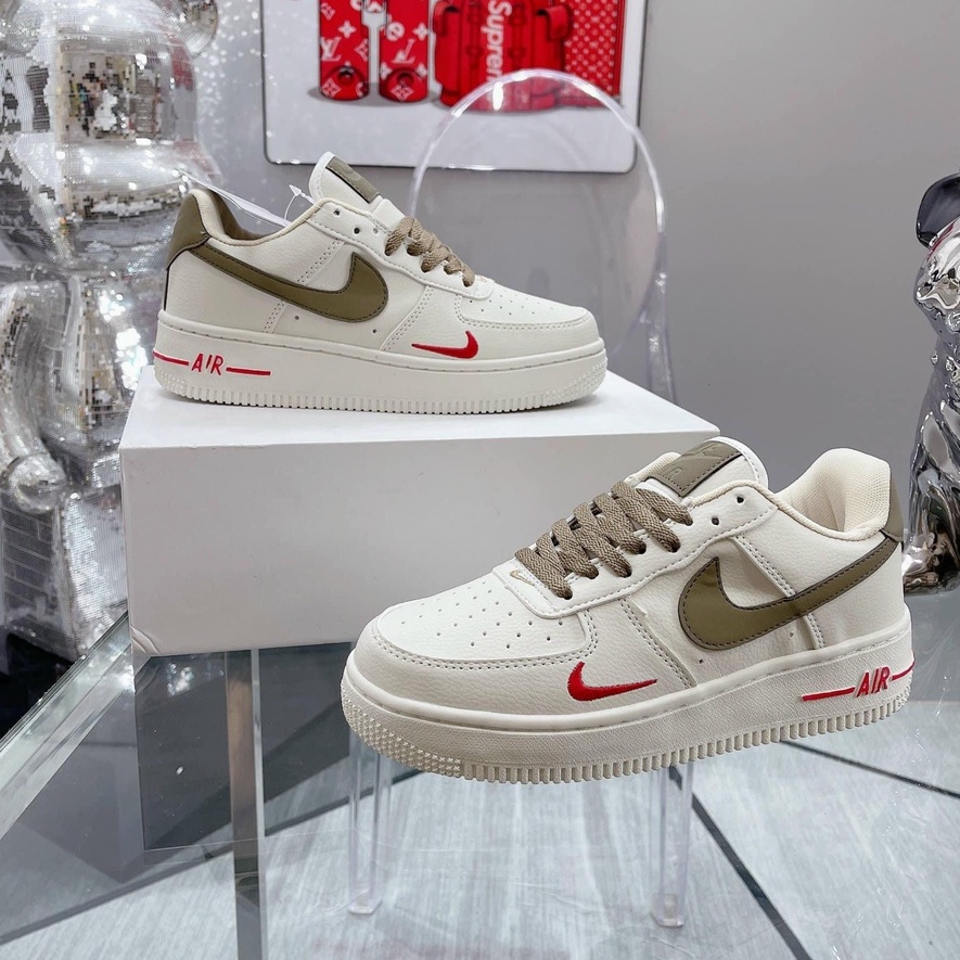 Giày 𝐍𝐢𝐤𝐞 𝐀𝐟𝟏Trắng Vệt Nâu - Giày Sneaker Nam Nữ Thể Thao Cổ Thấp Thời Trang Cao Cấp [Full bill +box]