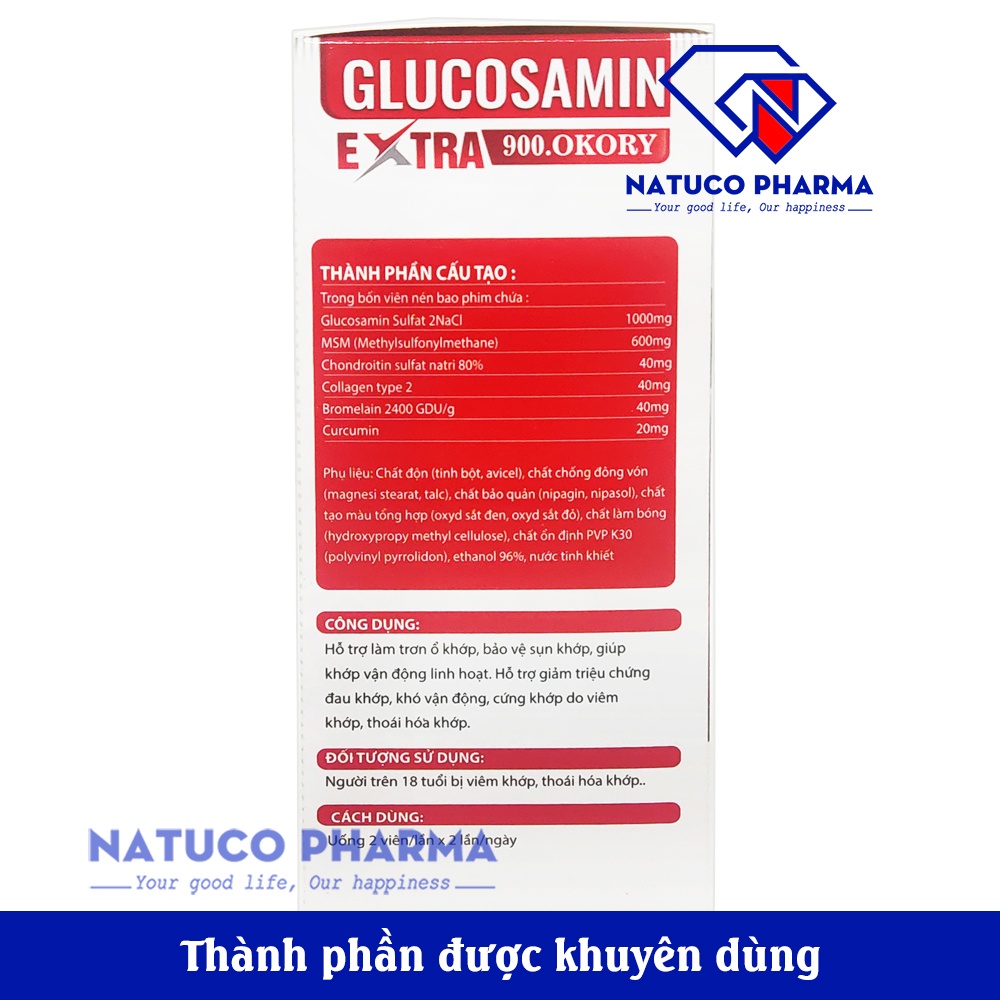 Viên uống bổ Xương Khớp Glucosamin Extra 900.okory - giúp giảm đau khớp, thoái hóa khớp, viêm khớp
