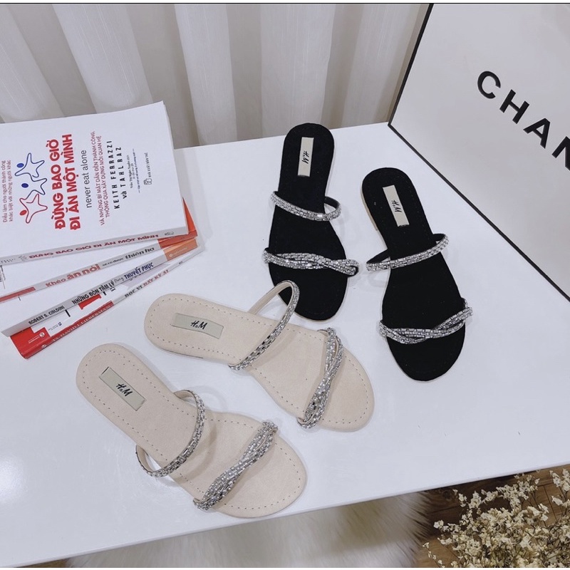 Dép xẹp si lụa cao cấp xoàn mũi bắt chéo,có bigsize 35-43