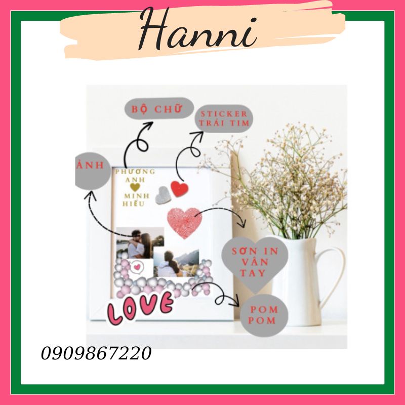 Khung vân tay tình yêu cho cặp đôi tặng kèm 10 ảnh trang trí