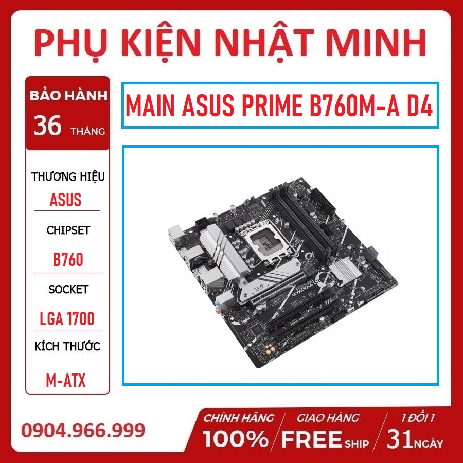 Mainboard Asus PRIME B760M-A, B760M-K 4 khe ram socket 1700 hàng chính hãng BH 36 tháng lỗi 1 đổi 1
