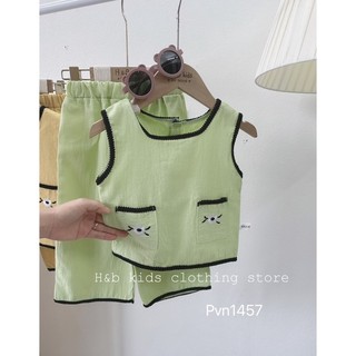 Set bộ viền ren nút lưng cho bé gái