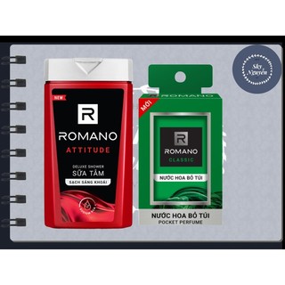 COMBO SỮA TẮM ROMANO 180G NƯỚC HOA BỎ TÚI 18ML XANH LÁ.